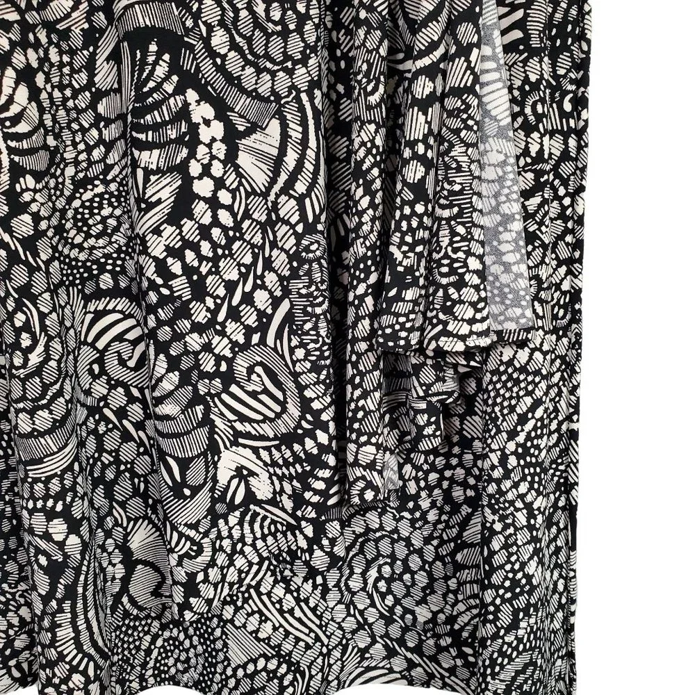 Chaps NWT Size XL Dress Jersey Knit Midi Stretch Faux Wrap Belt Abstract Black - Picture 11 of 12